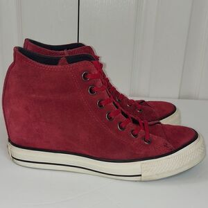 Converse Chuck Taylor All Star Lux Mid Dahlia Hidden Wedge Sneakers Sz 8